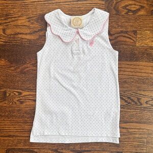 The Beaufort Bonnet Company Girls White Sleeveless Polo Top with Pink Trim